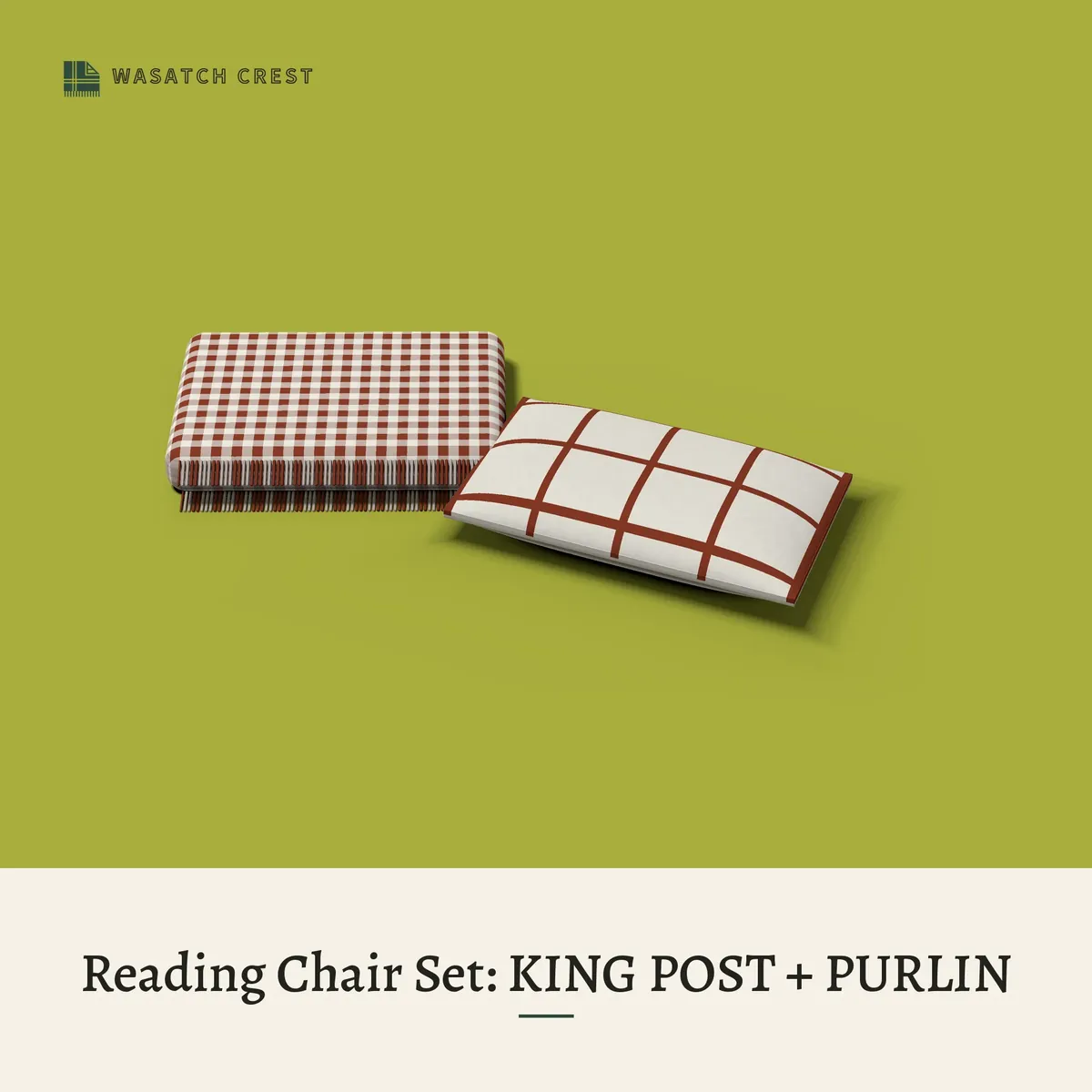 Provisional render of the Reading Chair Set: KING POST + PURLIN, not a photo of the finished product