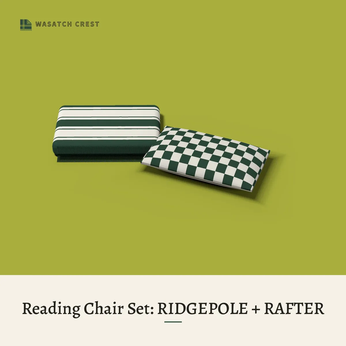 Provisional render of the Reading Chair Set: RIDGEPOLE + RAFTER, not a photo of the finished product