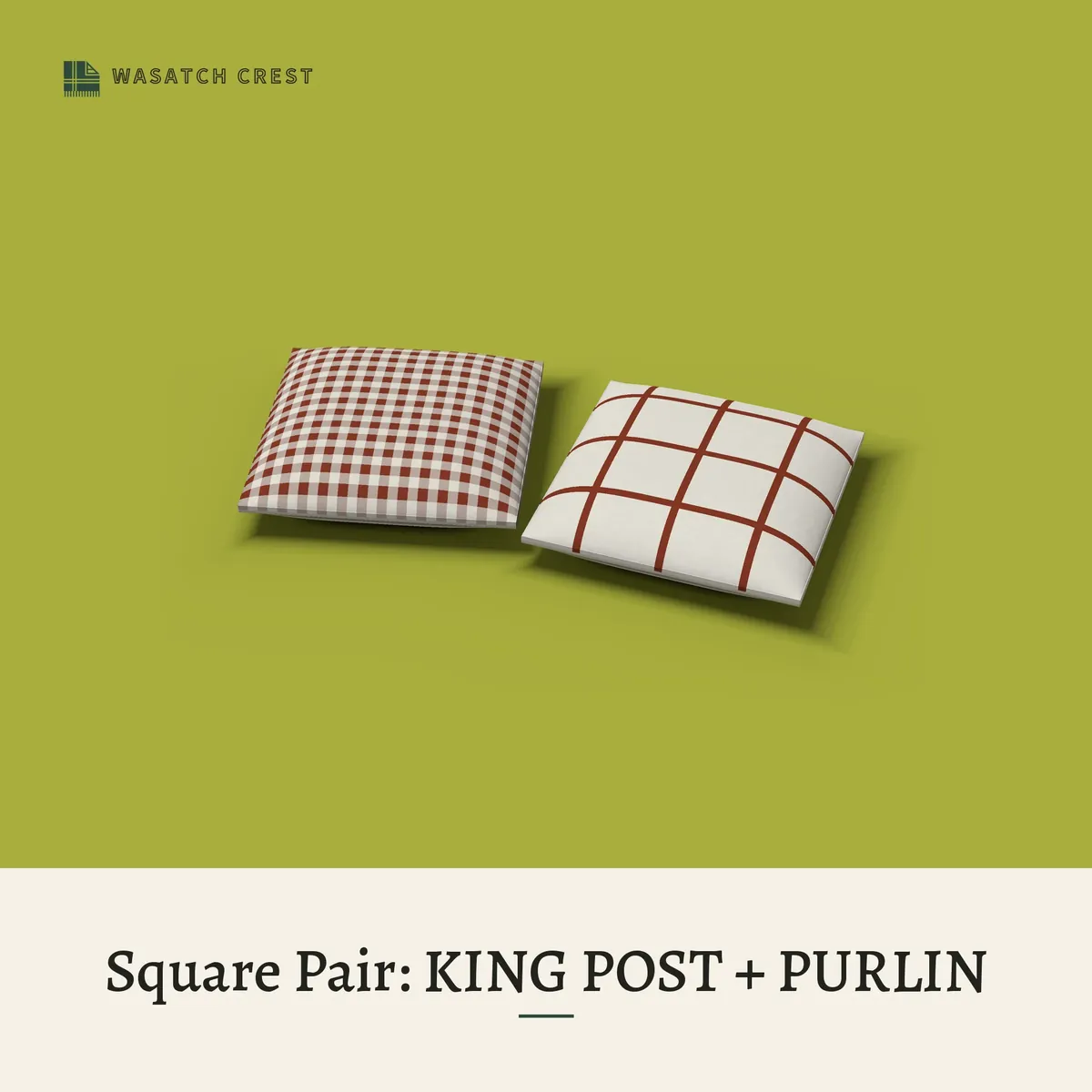 Provisional render of the Square Pair: KING POST + PURLIN, not a photo of the finished product